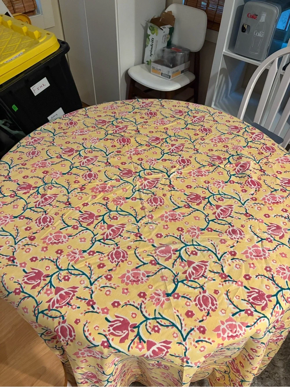 Block Print 7ft Round Table Cloth - Picture 2 of 2